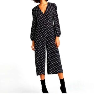 Zara long sleeve black white polka dot flare jumpsuit. Size xsmall. Classic